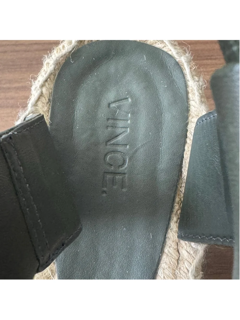 VINCE Abby Green Leather Espadrille Platform Wedge Sandals Ankle Strap Size 7